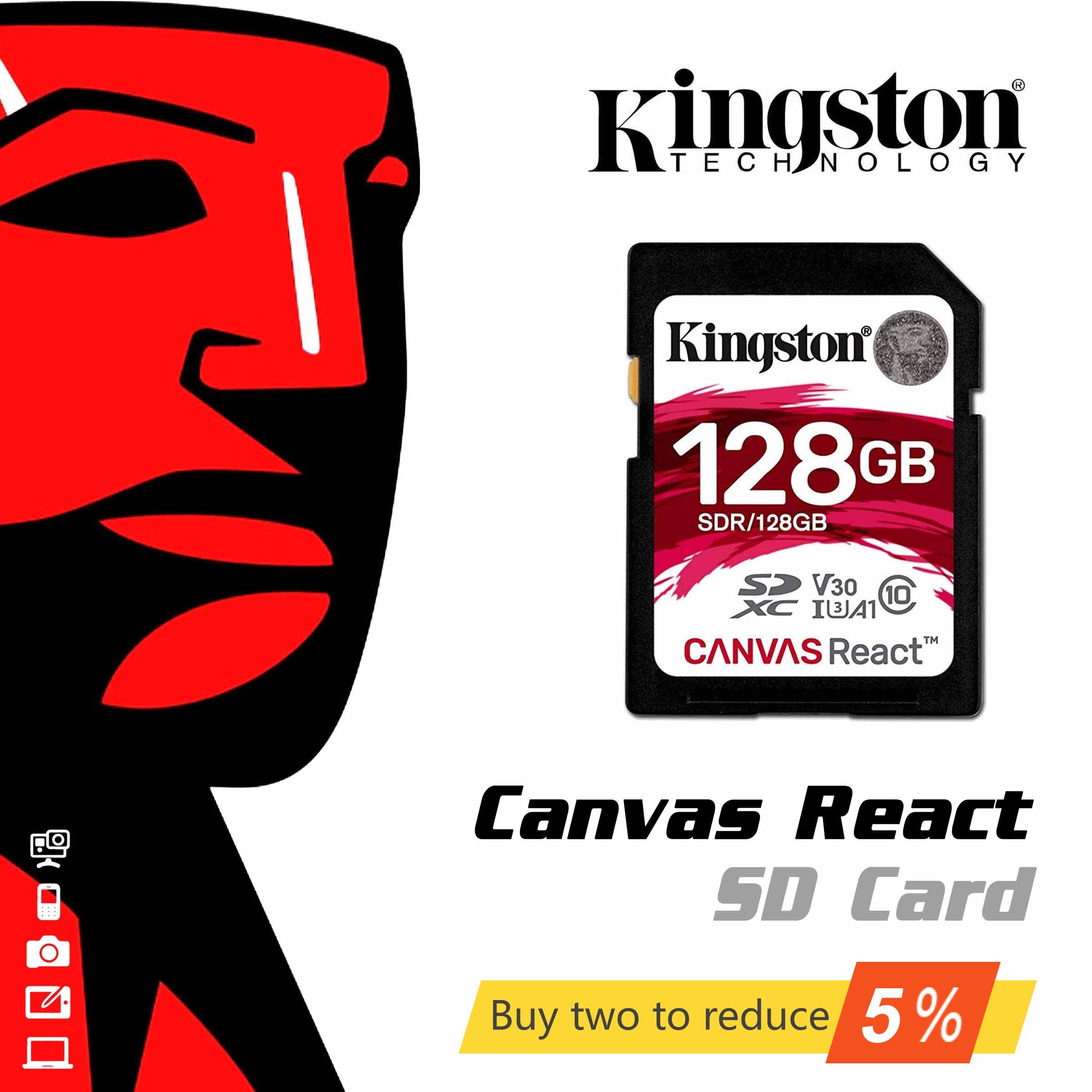  Kingston Canvas React 32GB 64GB 128GB 256GB SD..